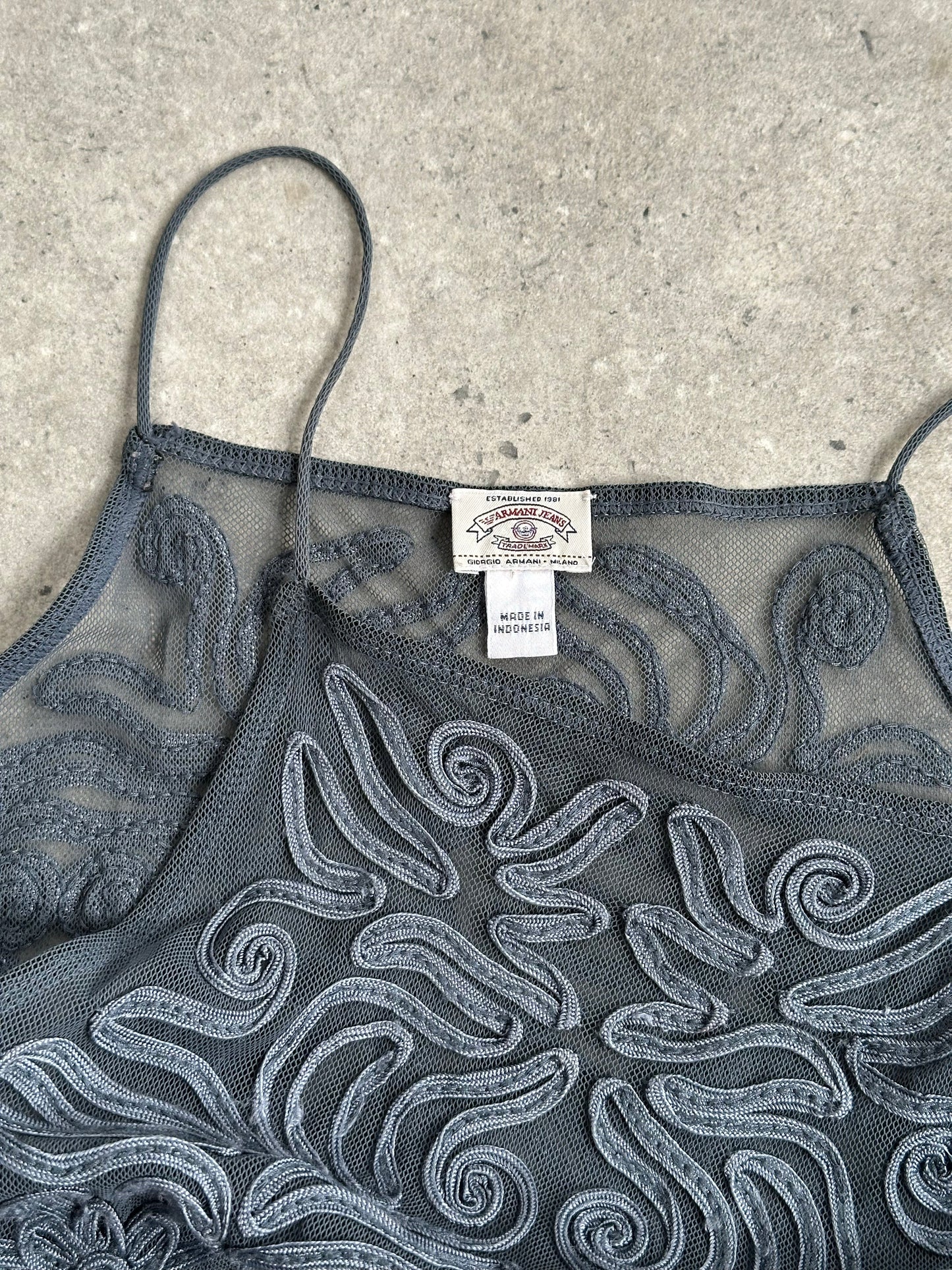 Armani Jeans 1990s Sheer Applique Vest Top - S