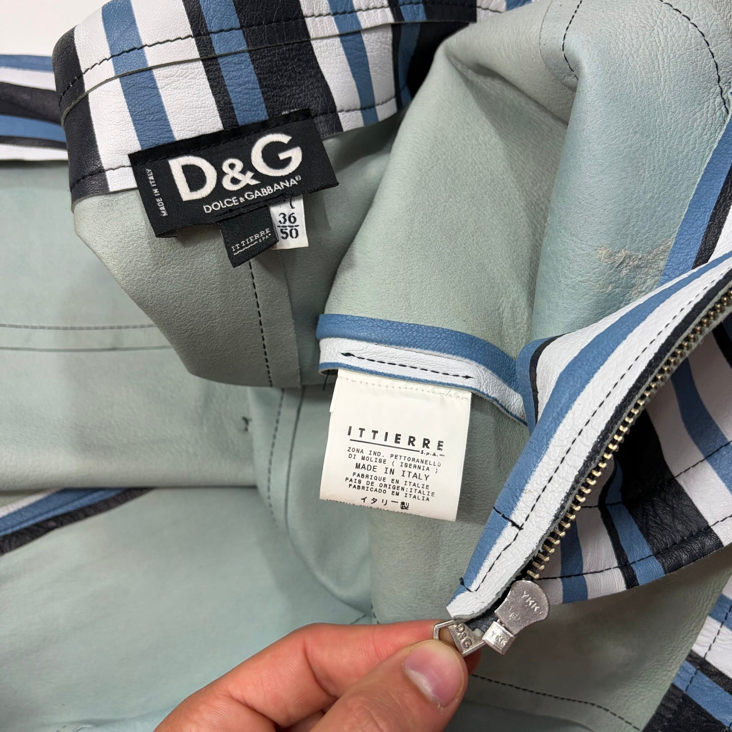 Dolce & Gabbana 00’s Leather Striped Blouson Work Jacket - M | Default Title, Multicoloured