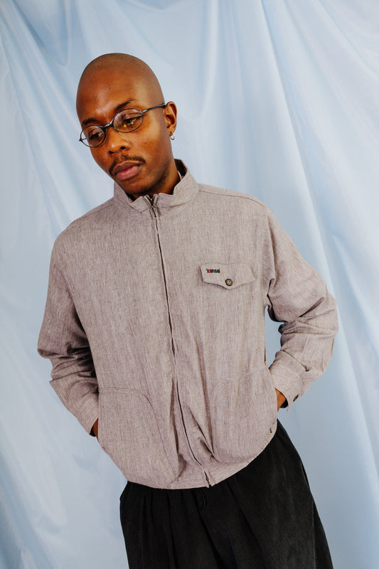 1990's Kansai Yamamoto Flecked Twill Textured Work Blouson | Large, Multicoloured