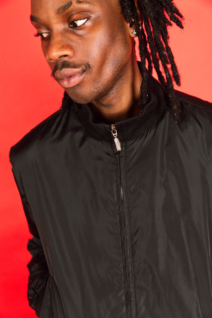 2000's Moncler Black Down Fill Bomber Jacket