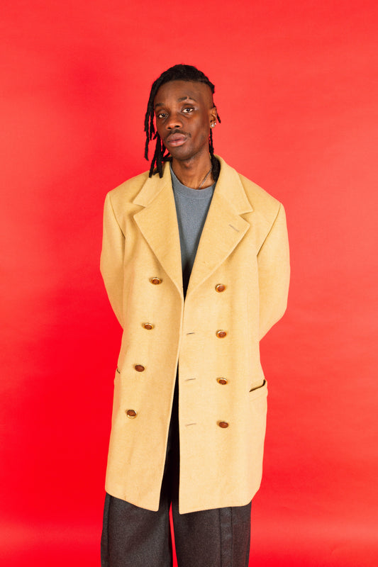 1980's Versace Cashmere Double Breasted Beige Peacoat (SAS)