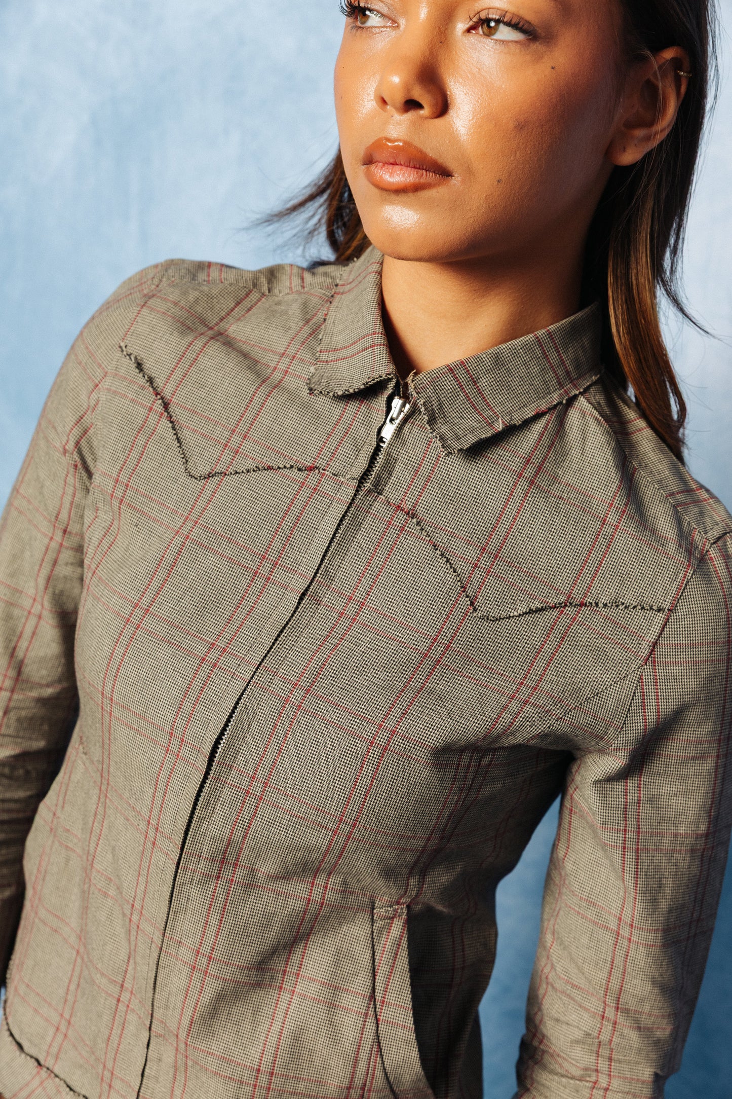 Issey Miyake Grey Check Cropped Jacket