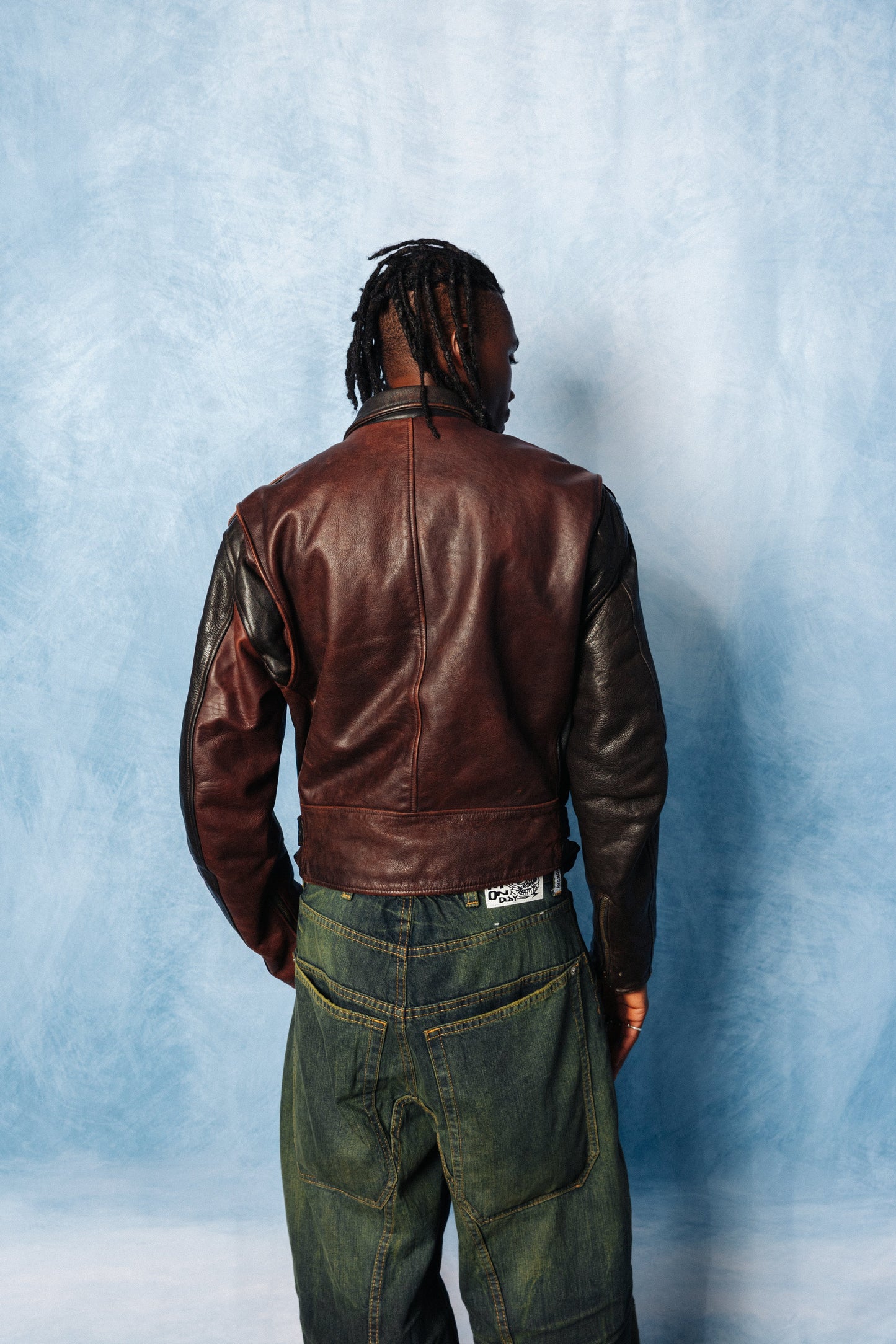 1980's Emporio Armani Brown Leather Motorcycle Jacket