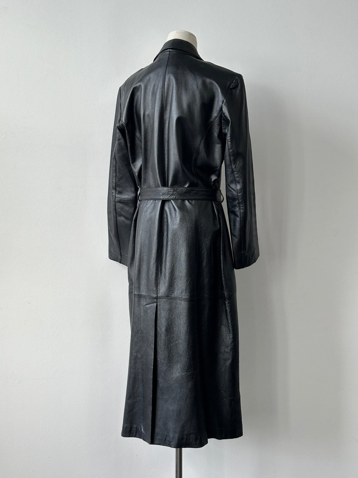 Vintage 1990s Belted Leather Trench Coat - M