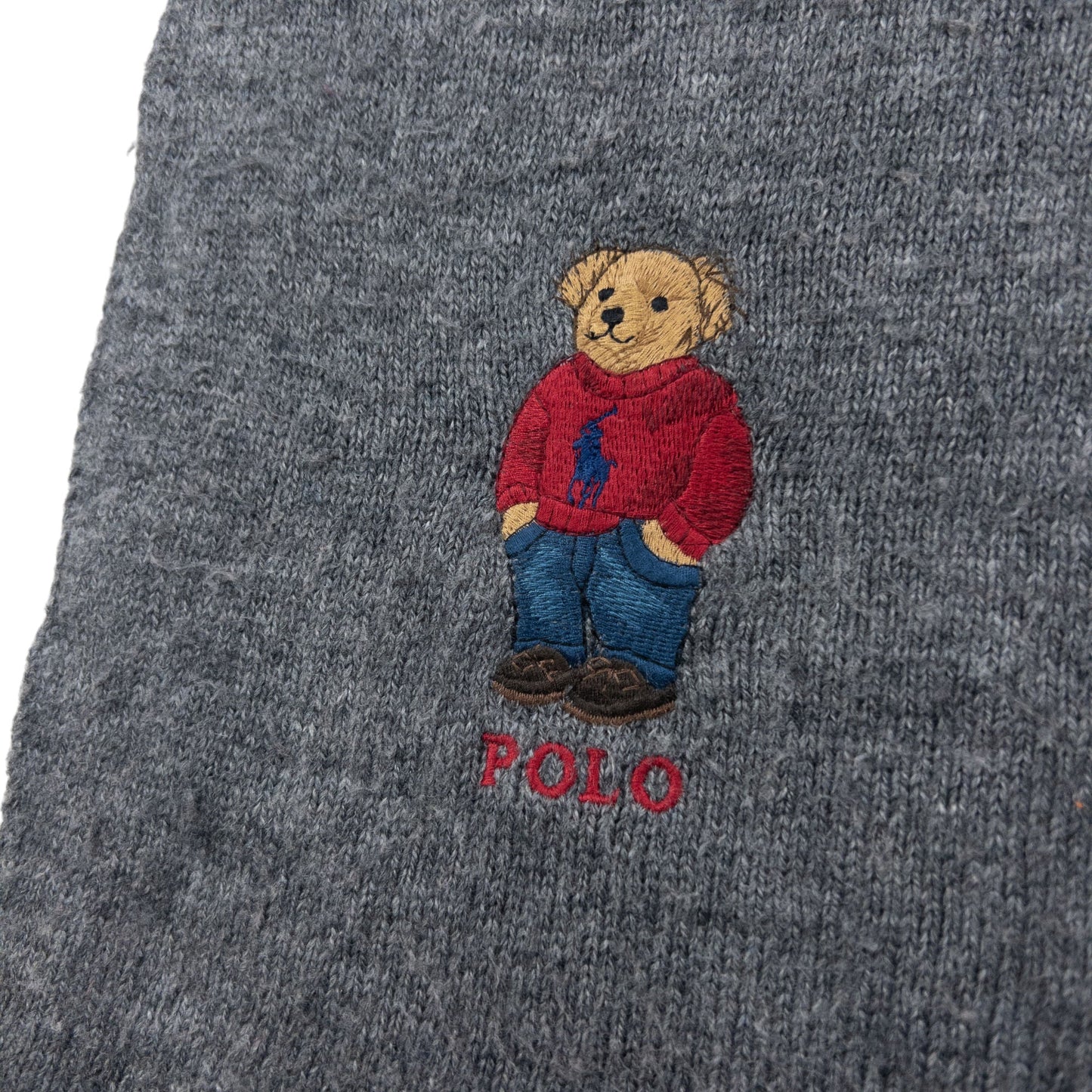 Vintage Polo Ralph Lauren Embroidered Bear Knit Scarf