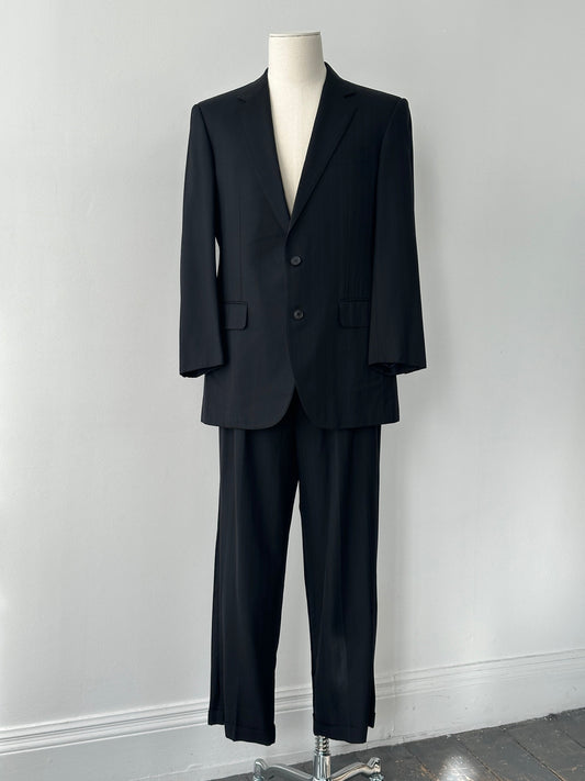 Burberry London 1990s Pure Wool Stripe Single Breasted Suit - 42S/W36