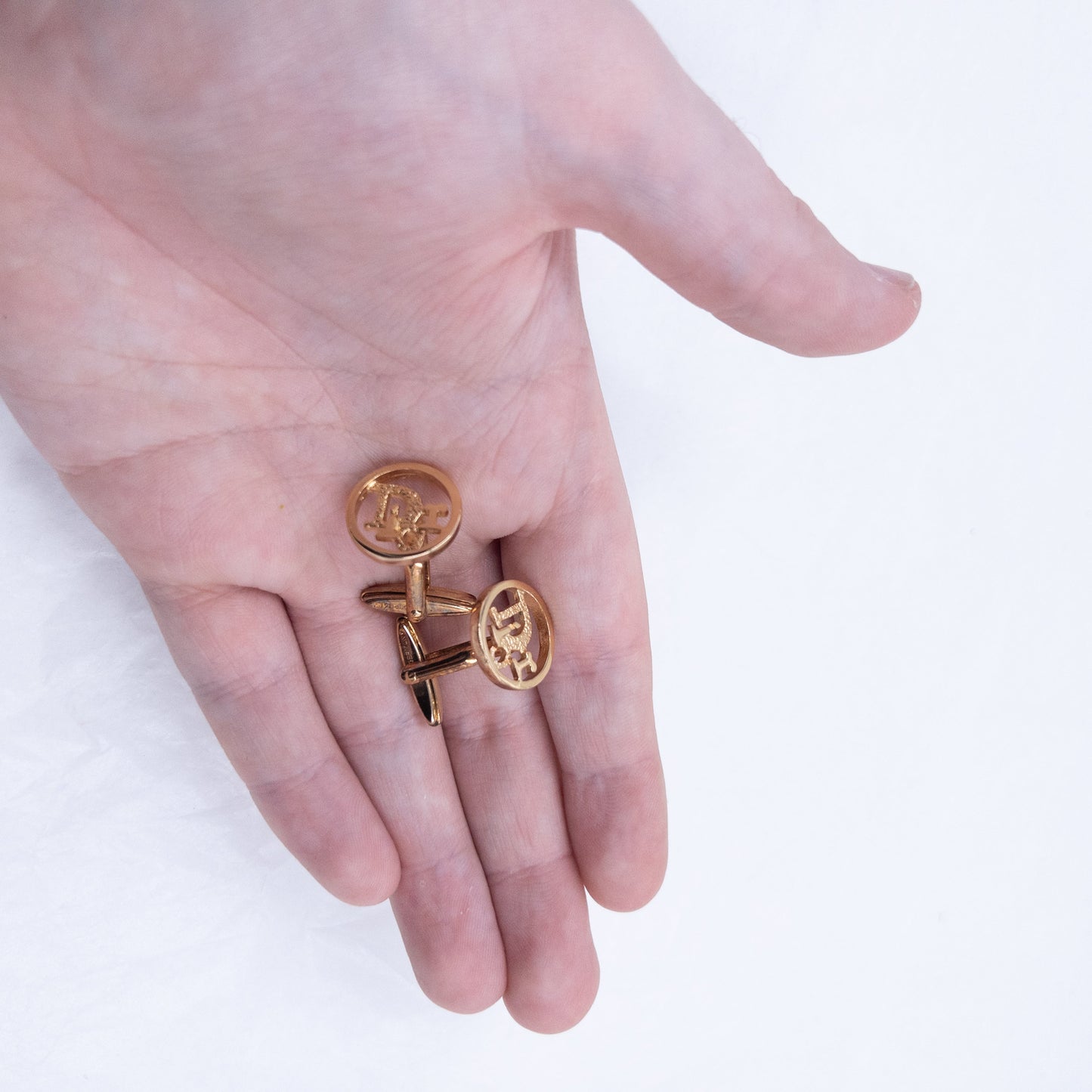 Vintage 90s Dior Cut-Out Cufflinks | O/S, Brown