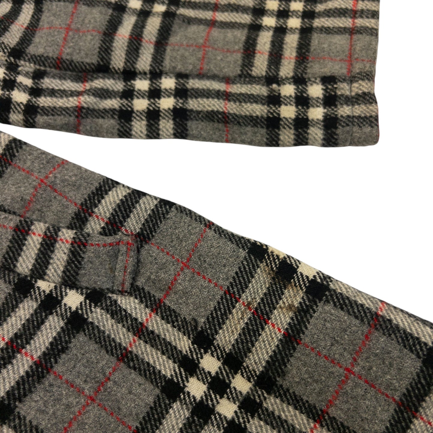 Vintage 90s Burberry Fur Hood Nova Check Wool Duffle Jacket Womens Size M | O/S, Grey