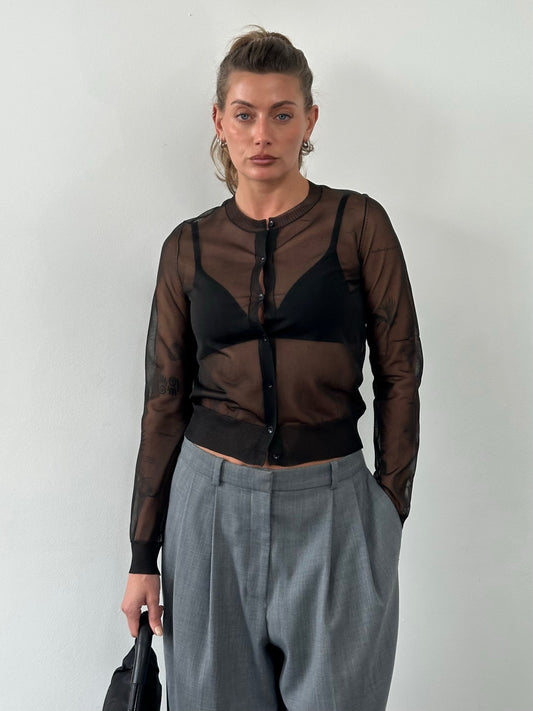 DKNY Jeans 1990s Sheer Knit Cardigan - S
