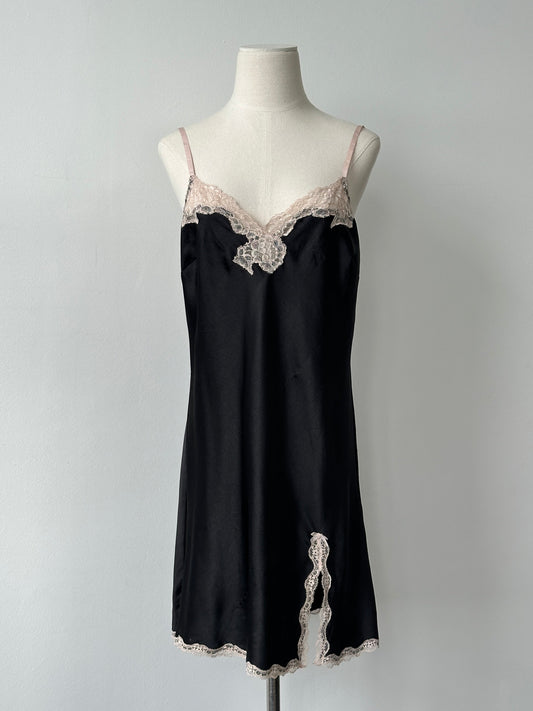 Victoria's Secret 2000s Satin Lace Mini Slip Dress - L