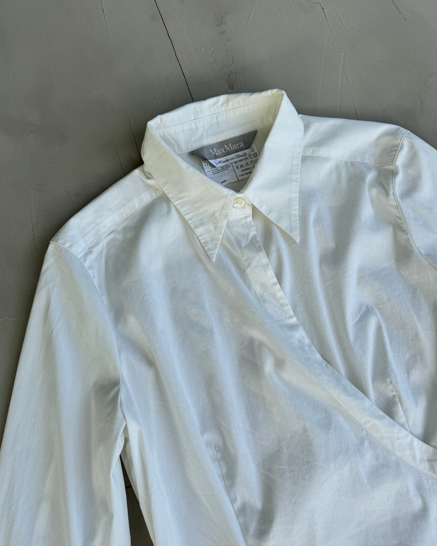 MAX MARA ASYMMETRIC WHITE SHIRT TOP | Small, White