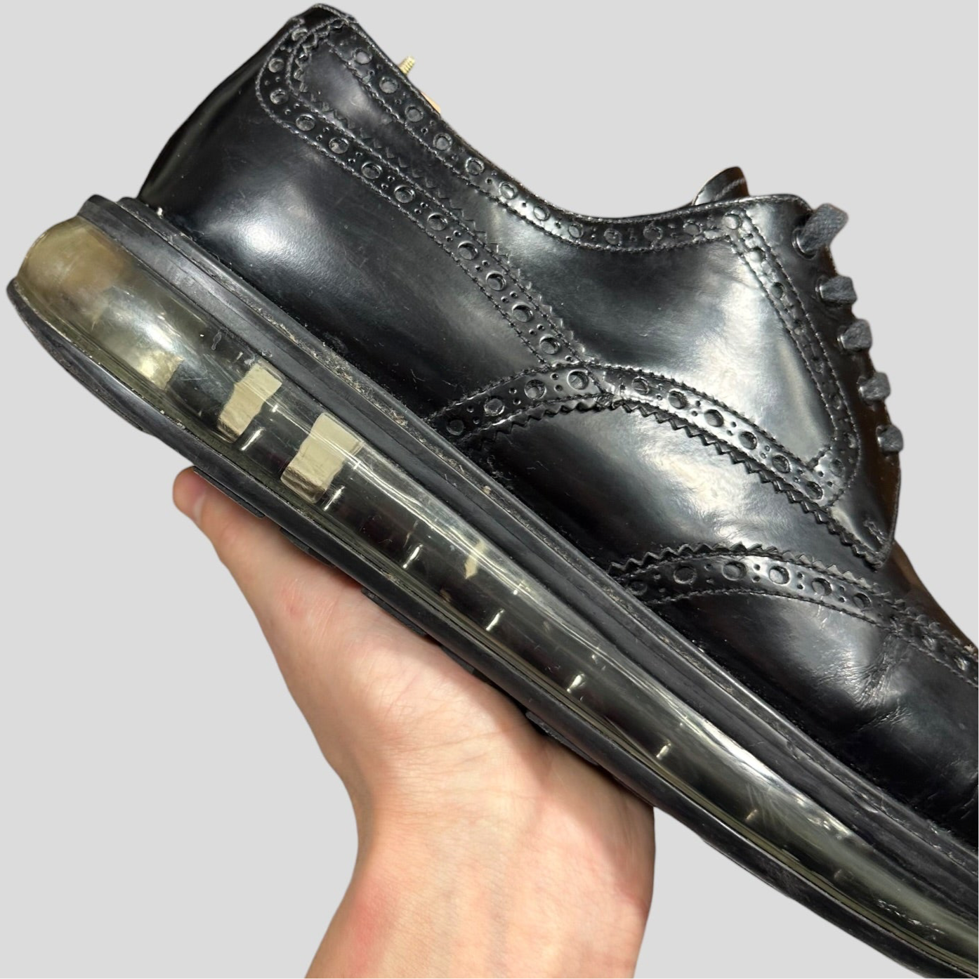 Prada Air Levitate Brogues Black Leather Derby Shoes - UK9