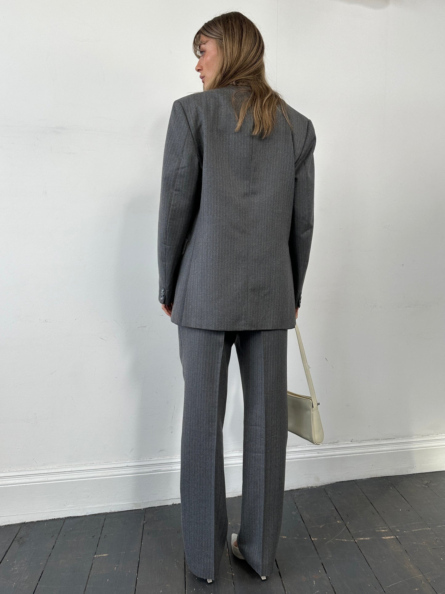 British Vintage Pinstripe New Wool Single Breasted Suit - 42R/W32