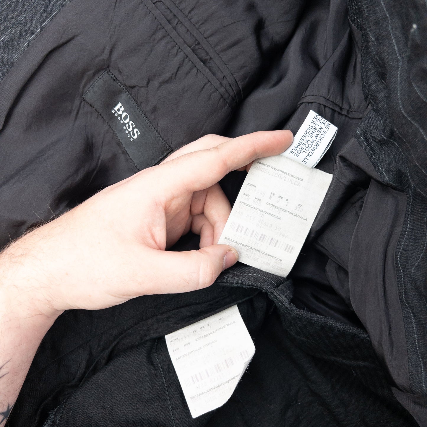 Vintage 2000s Hugo Boss Pinstripe Jacket & Trousers Suit Set Size XL | W36, Grey