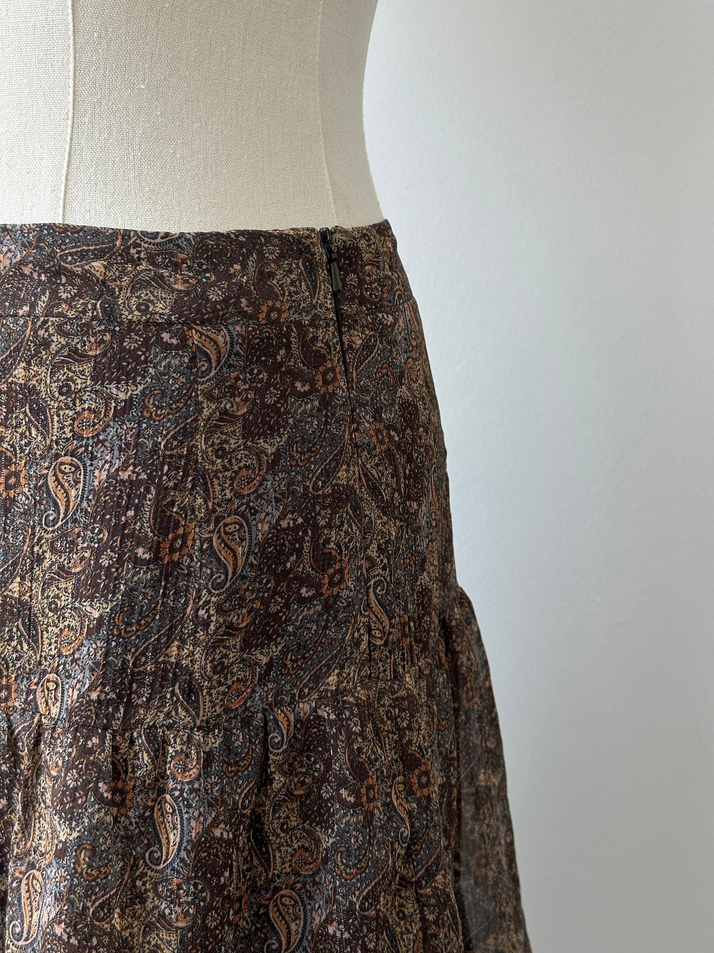 Vintage 2000s Paisley Pleated Midi Skirt - W26