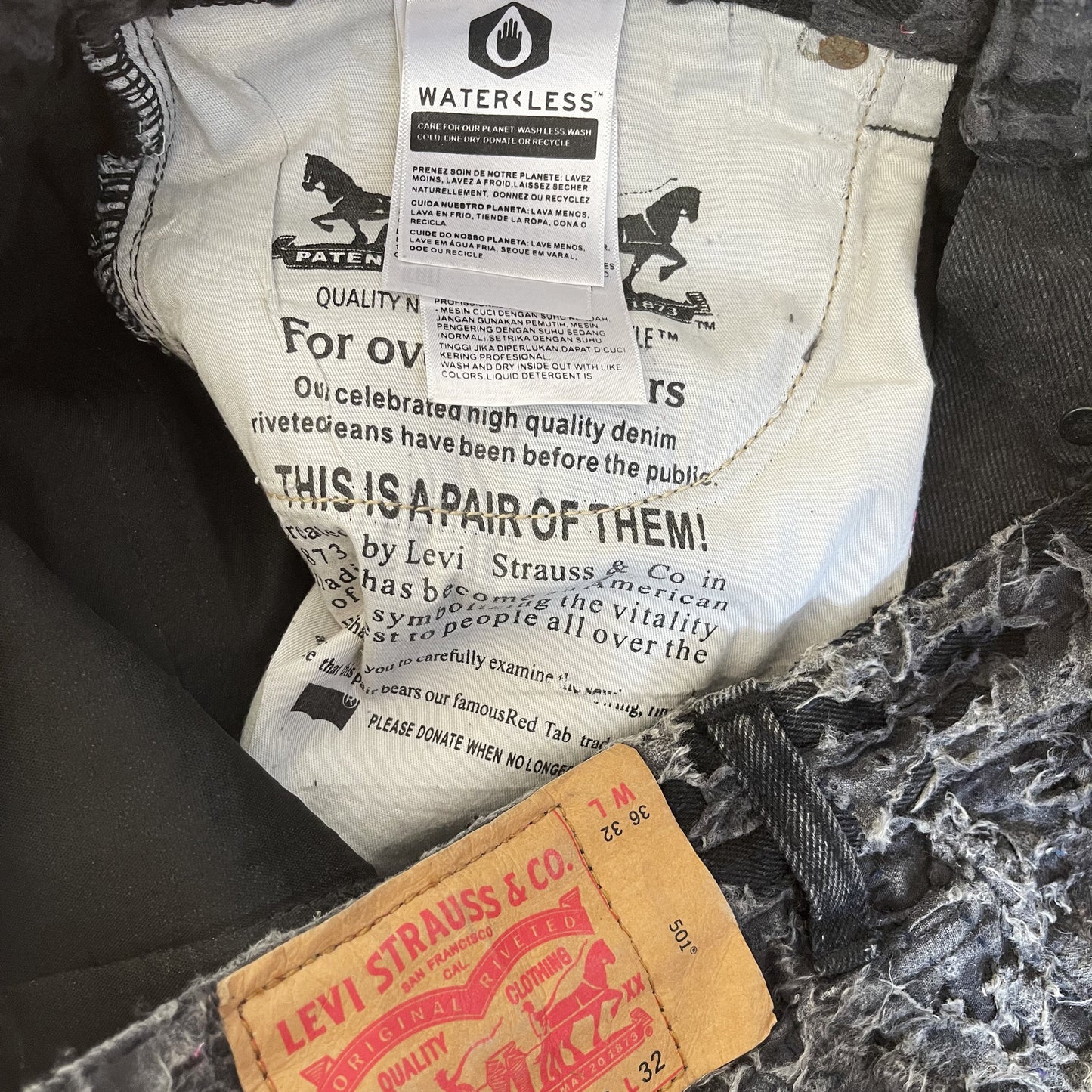 Boro Sashiko Distressed 501 Jeans - W34"