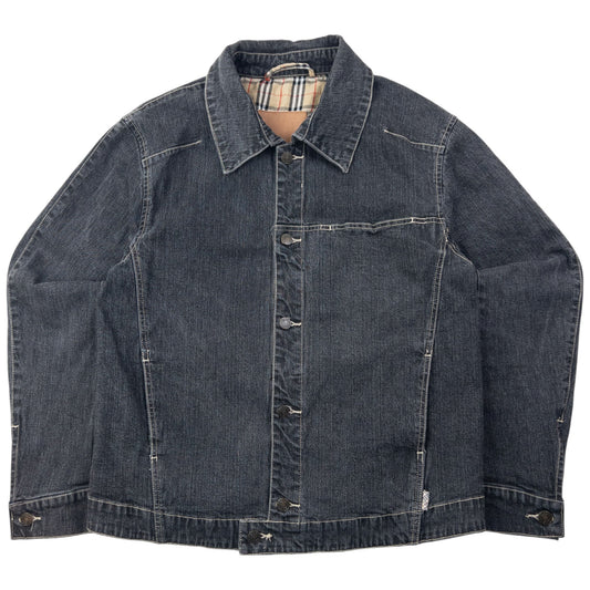 Vintage 2000s Burberry Button Up Denim Jacket Size M | Medium, Grey