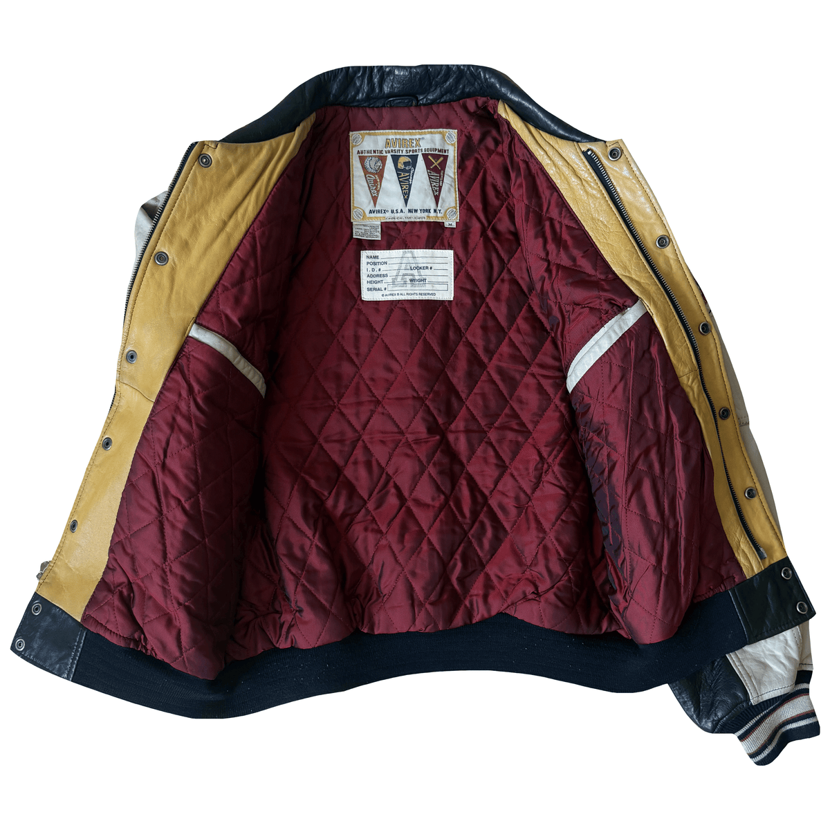 Avirex 'Sioux Chiefs' Leather Varsity Jacket - M | Medium, Black