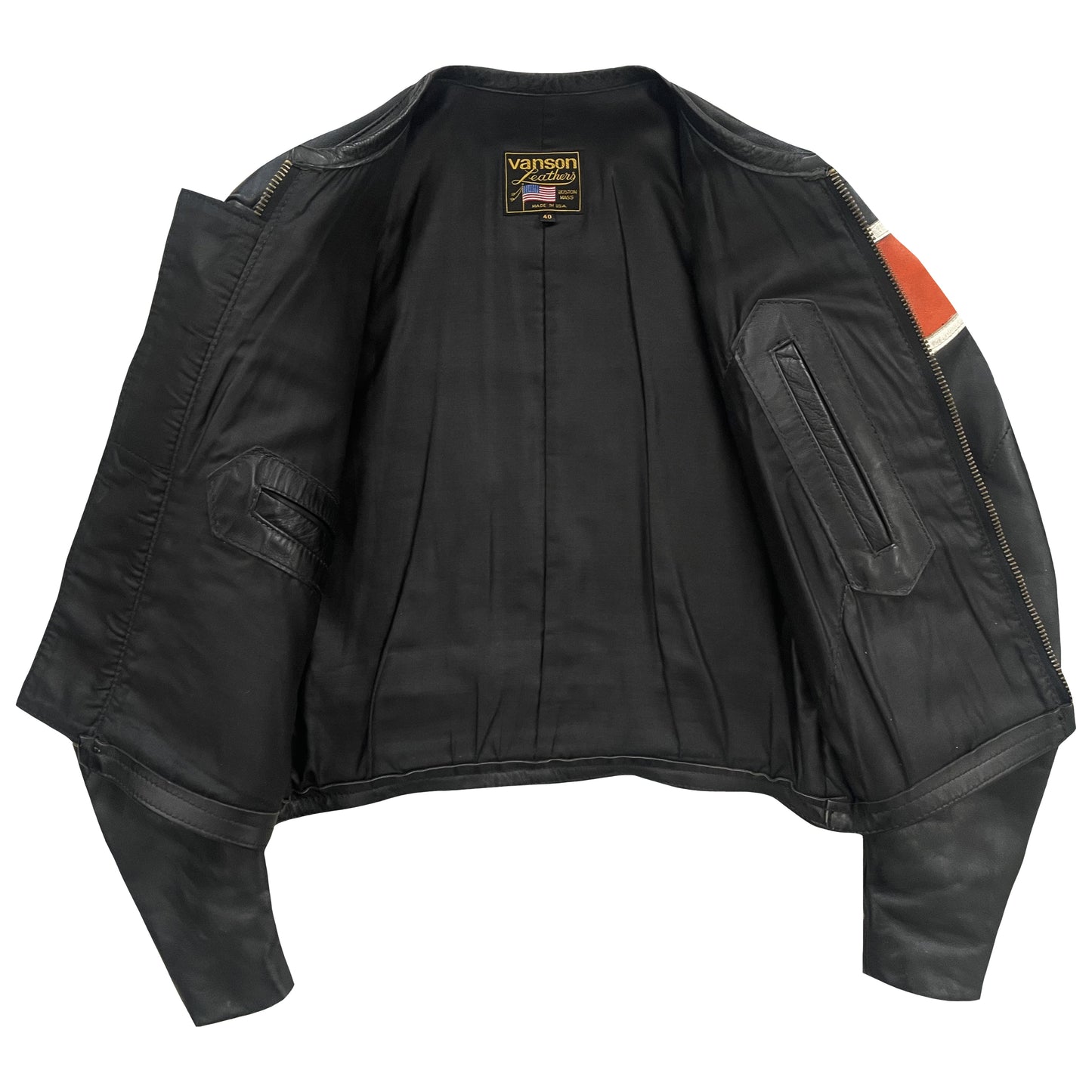 Vanson Leathers Motorcycle Racer Jacket - M | Medium, Black and Orange