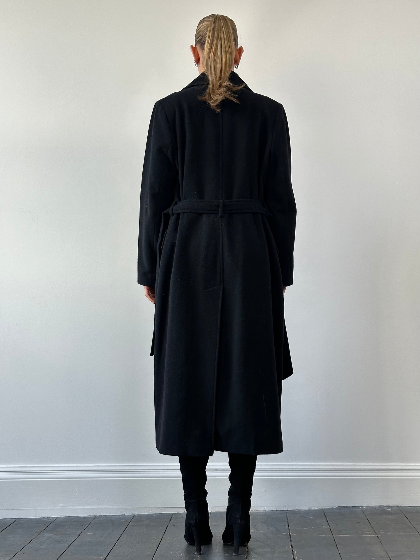 Vintage Wool Belted Removable Faux Fur Collar Coat - M/L