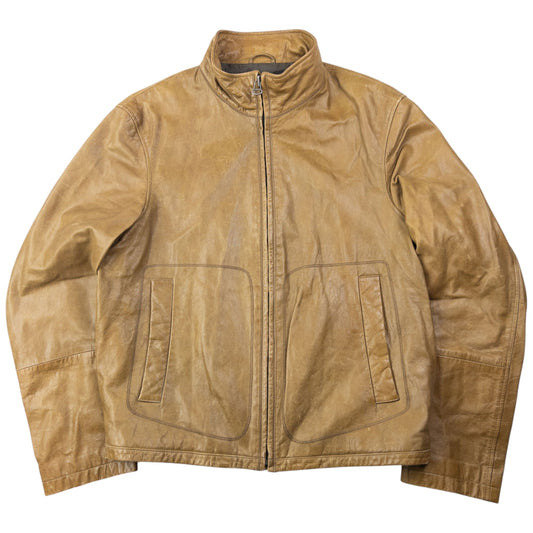 Vintage 2000s Hugo Boss Zip Up Leather Jacket Size S | Small, Brown