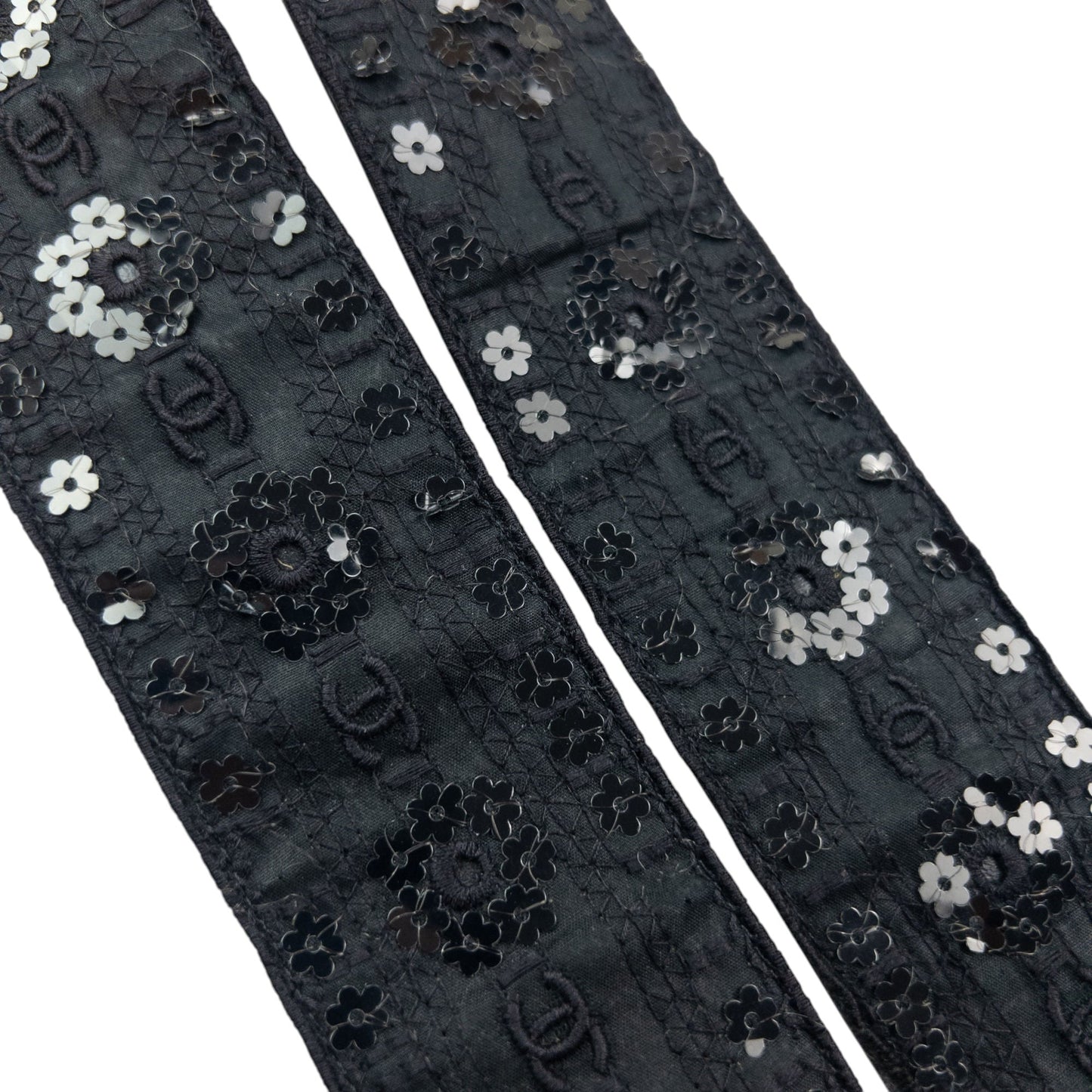 Vintage 2006 Chanel Embroidered Sequin Belt Womens Size L | O/S, Black