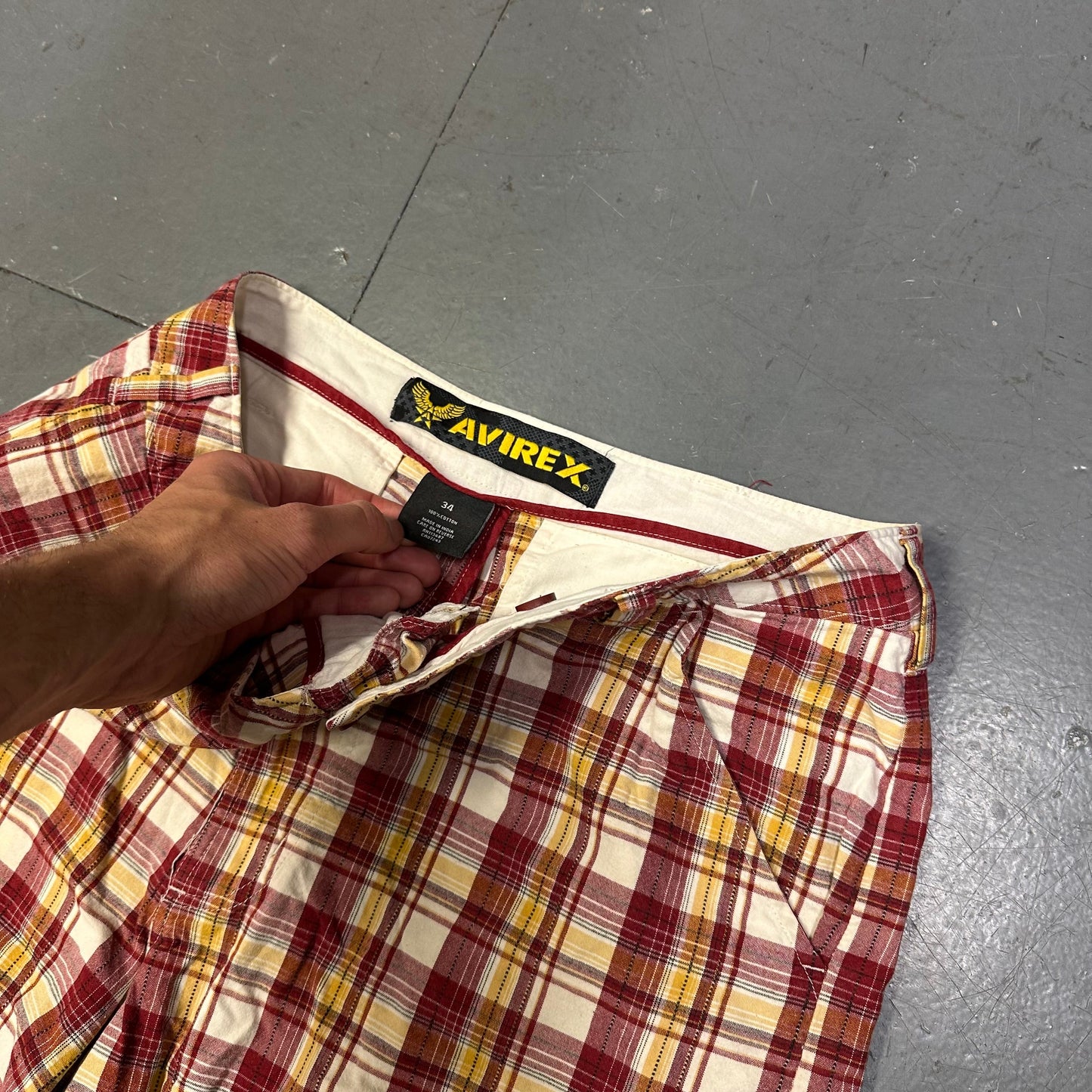 Avirex Plaid Shorts In Red ( W34 )