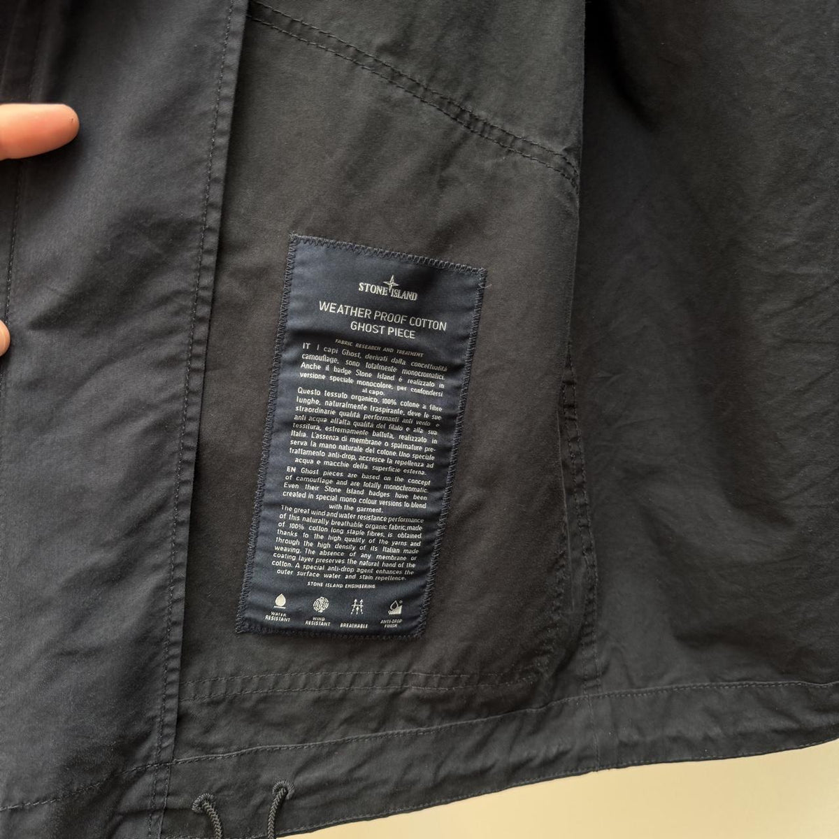 Stone Island Weather Proof Cotton Ghost Parka Jacket (M) | Medium, Deep Navy Blue