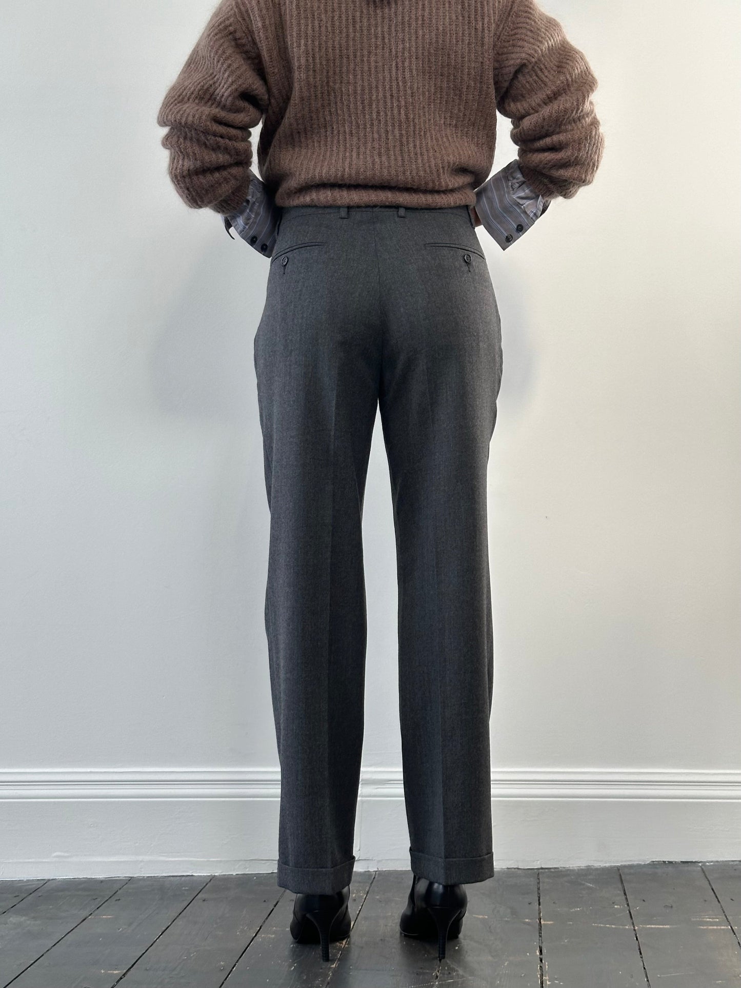 Conbipel Pure Brushed Wool Straight Leg Tailored Trousers - W30