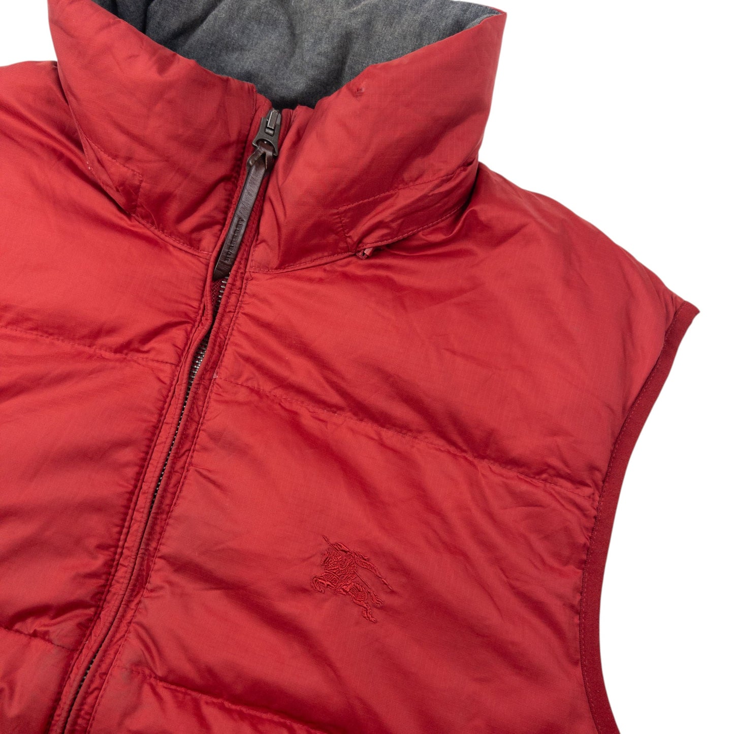 Vintage Burberry Brit Zip Up Puffer Gilet Size XL | XL, Red