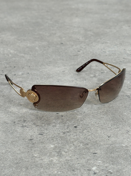Versace 1990s Rimless Medusa Logo Sunglasses