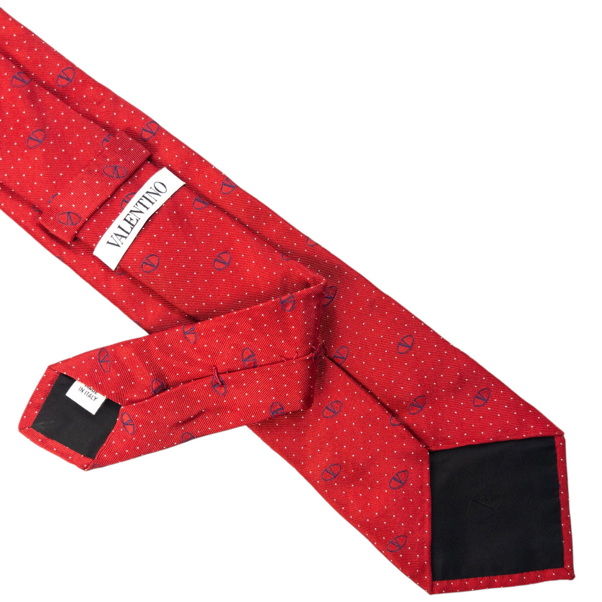 Vintage 90s Valentino Monogram Polka Dot Silk Tie | O/S, Red