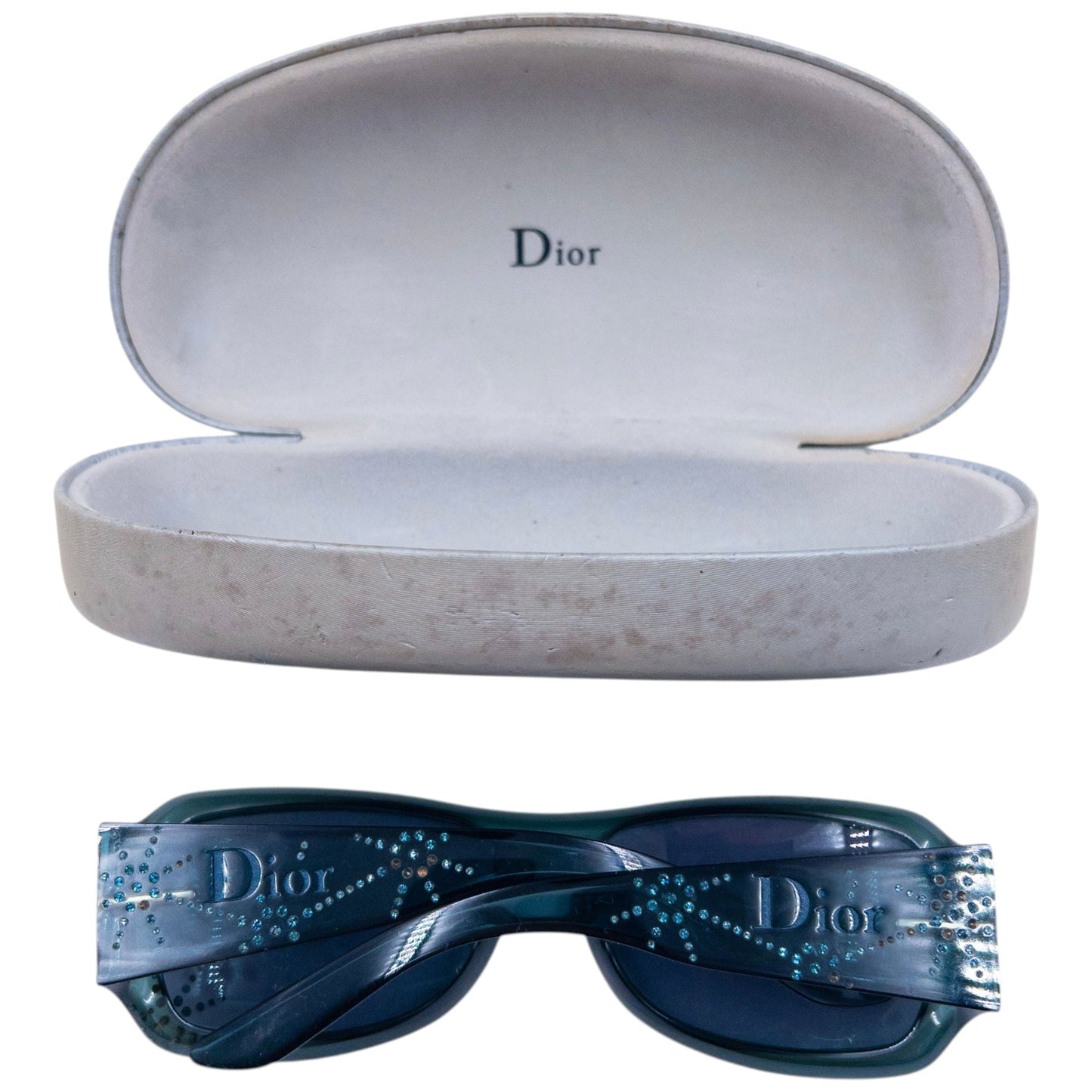 Vintage 2000s Dior Spidior 2 Diamonte Sunglasses | O/S, Green