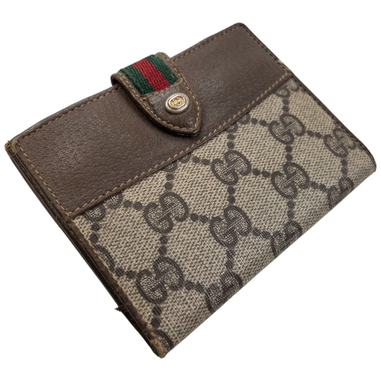 Vintage 80s Gucci Monogram Leather Wallet | O/S, Beige