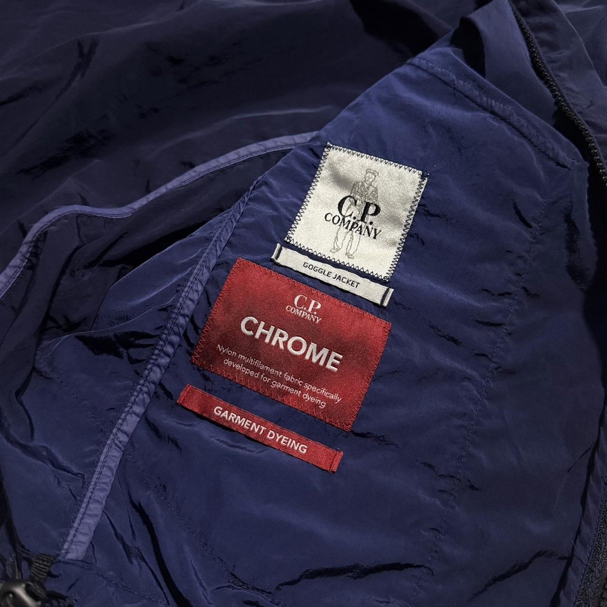 CP Company Chrome Nylon Goggle Jacket | Small, Navy Blue