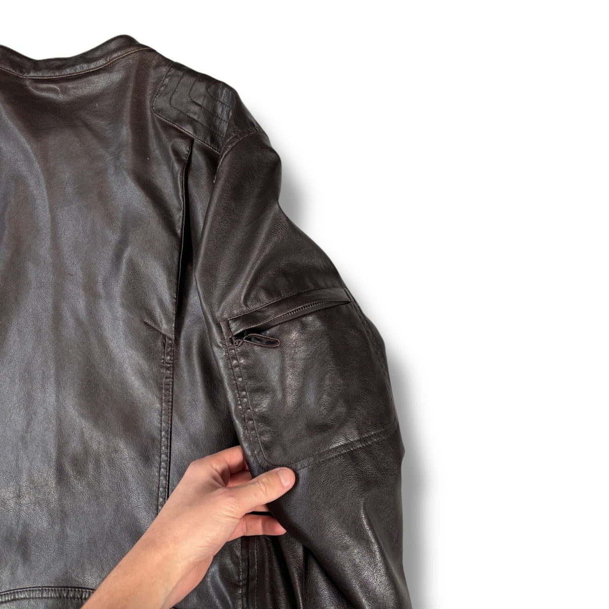 French Connection 00’s Faux Leather Jacket M | Medium, Brown