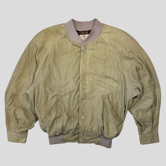 Gucci 1970’s Suede Leather Flannel Lined Flight Jacket - L | Default Title, Beige