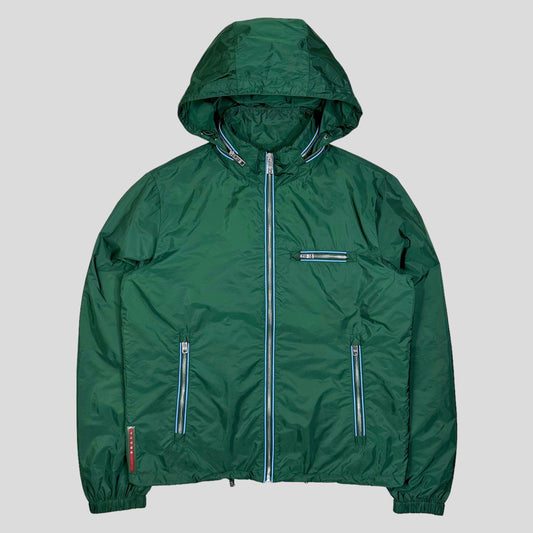 Prada Milano 2015 Emerald Contrast Zip Nylon Windbreaker | Medium, Multicoloured