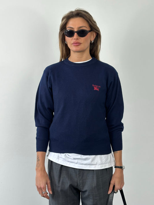 Burberry 1990s Wool Knit Logo Jumper - XS