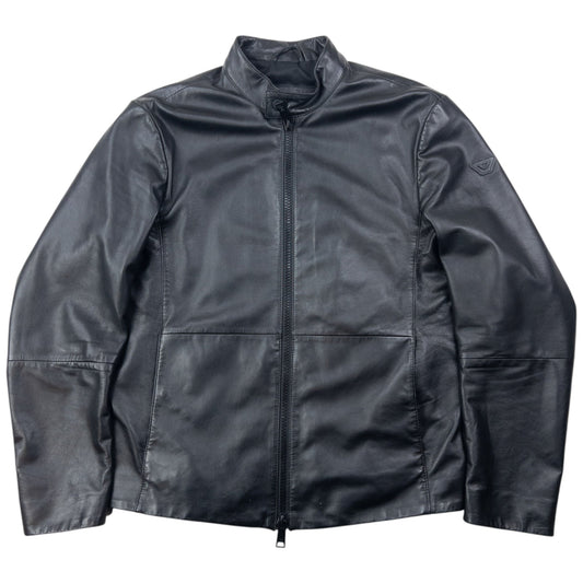 Emporio Armani Lamb Leather Zip Up Leather Jacket Size S