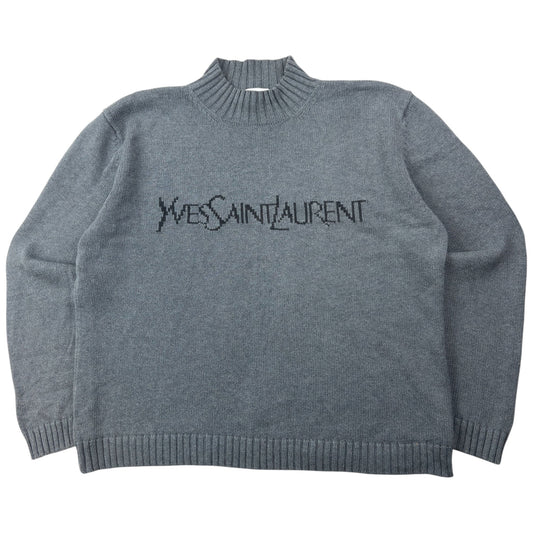 Vintage 2000s YSL Yves Saint Laurent Knit Jumper Size M | Medium, Grey