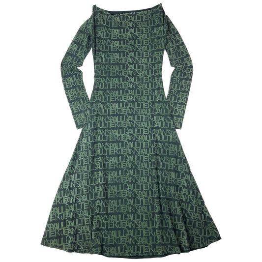 Vintage 2000s Jean Paul Gaultier Mesh Monogram Long Sleeve Dress Womens Size S | Small, Green