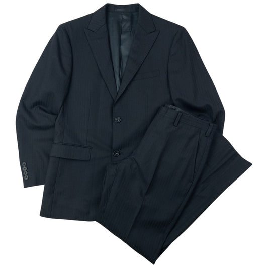 Vintage 2000s Burberry Black Label Striped Jacket & Trousers Suit Set Size M | Medium, Black