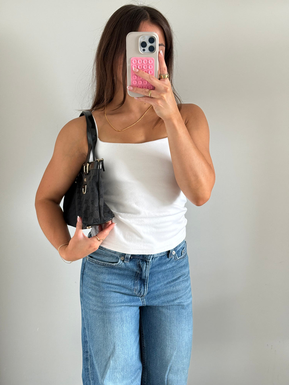 90s Gucci GG Monogram Mini Abbey Handbag Black/Brown | O/S, Multicoloured