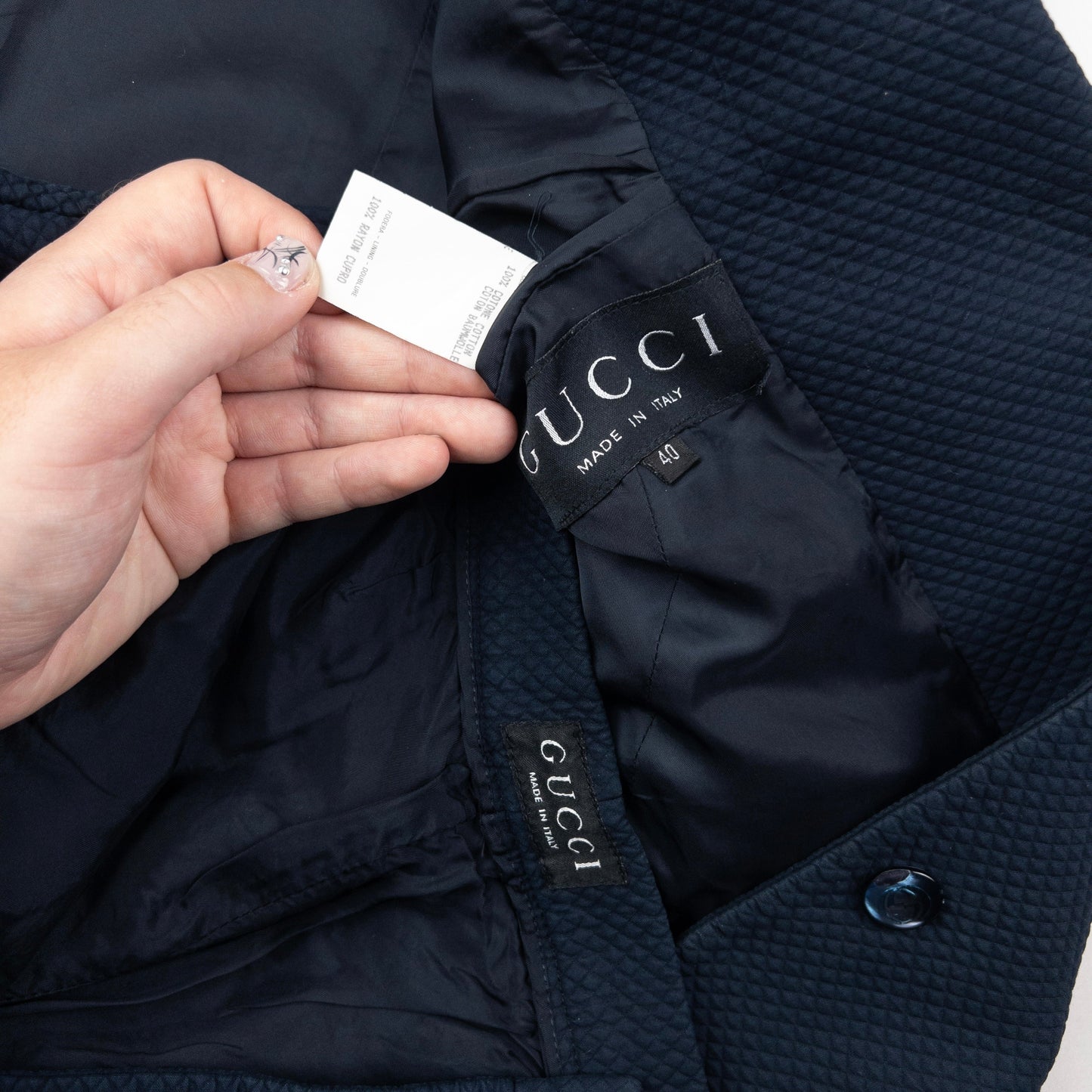 Vintage 90s Gucci By Tom Ford Textured Jacket & Trousers Suit Set Womens Size XS | XS, Navy