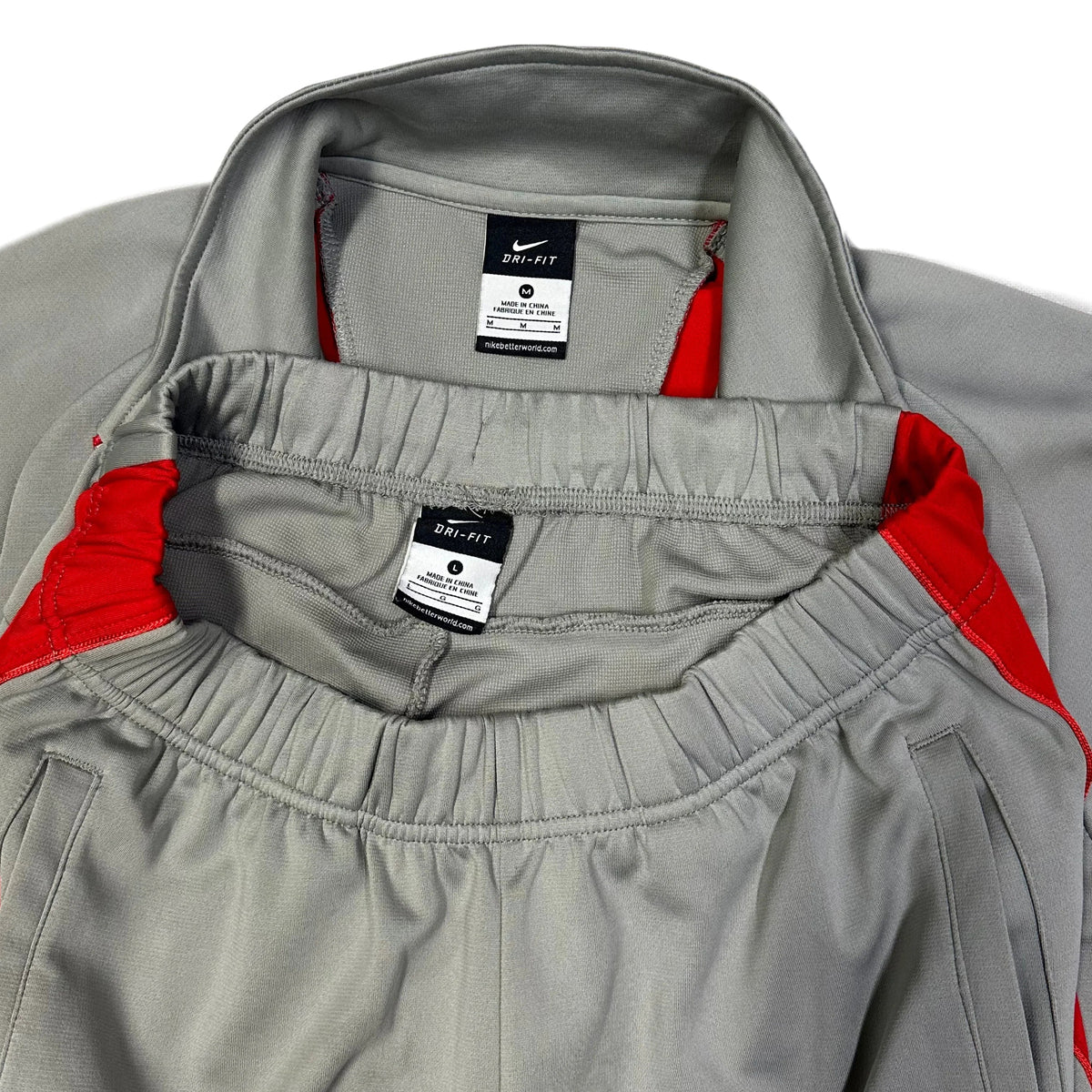 Nike 2000s Nylon Tracksuit In Grey & Red ( M / L ) - 1036 Emporium