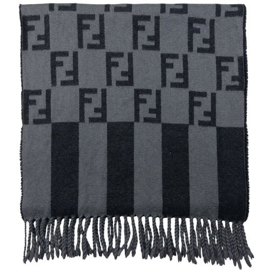 Vintage Fendi Monogram Wool Tassel Scarf