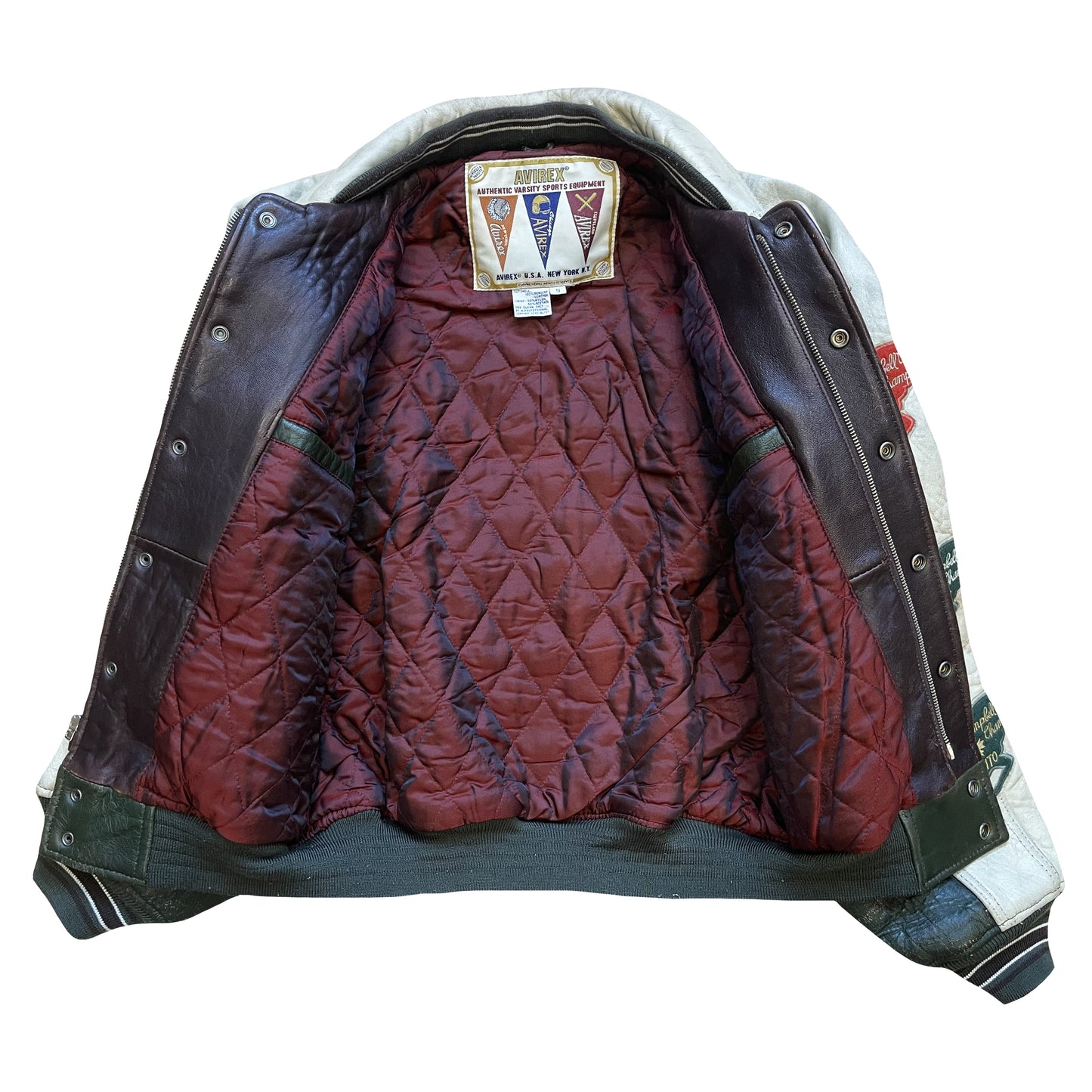 Avirex Wild Bears Leather Varsity Jacket - S