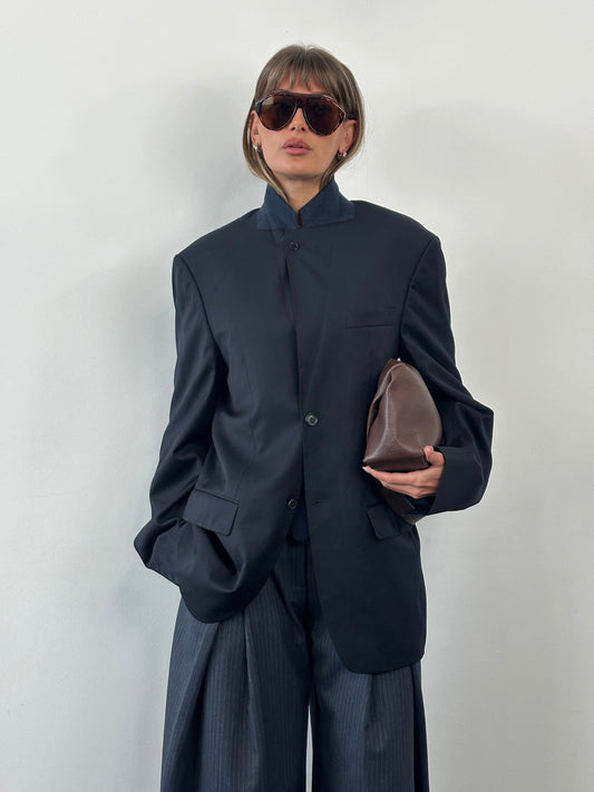 Rene Lezard x Loro Piana 2000s Single Breasted High Neck Wool Blazer - 40L/L