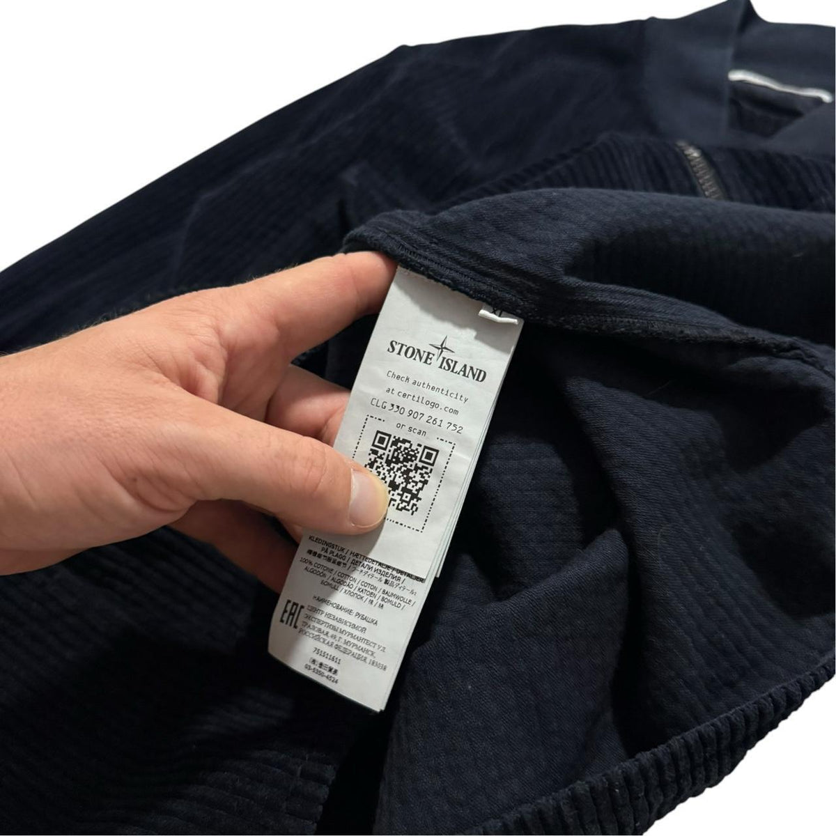 Stone Island Navy Heavy Corduroy Zip Up | XL, Navy
